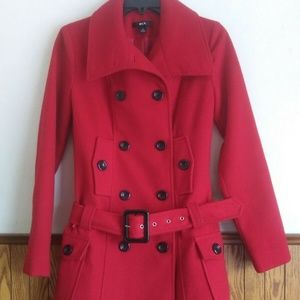 BCX Red Women's Pea Coat Polyester Blend 29686